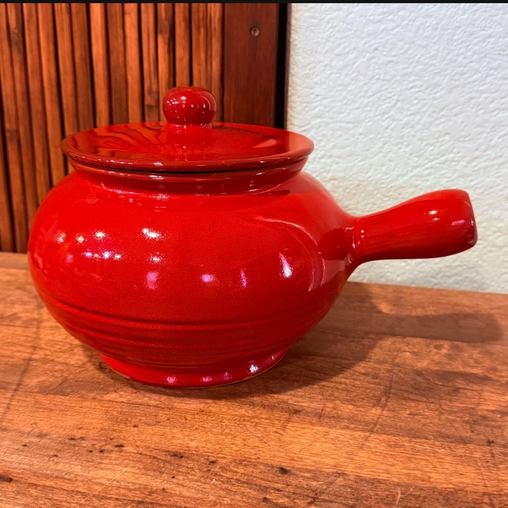 Red Ceramic Soup Pot